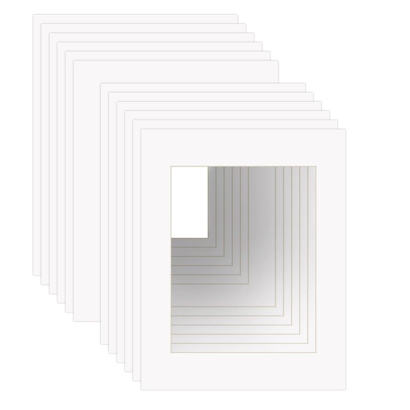 ZBEIVAN 11x14 White Picture Mats with Core Bevel Cut Frame Mattes for 8x10 Pictures - Pack of 12 - Image 1